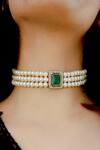 Do Taara_Green Stone Pearl Choker _Online_at_Aza_Fashions