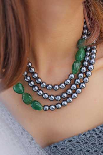 Buy_Do Taara_Grey Stone Pearl Layered Necklace _Online_at_Aza_Fashions