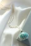 Shop_Do Taara_Blue Natural Stone Drop Pendant Chain _at_Aza_Fashions