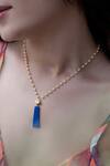 Buy_Do Taara_Blue Stone Drop Pearl Strewn Pendant Chain _at_Aza_Fashions