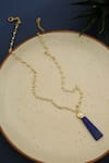 Shop_Do Taara_Blue Stone Drop Pearl Strewn Pendant Chain _at_Aza_Fashions