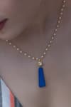 Do Taara_Blue Stone Drop Pearl Strewn Pendant Chain _Online_at_Aza_Fashions