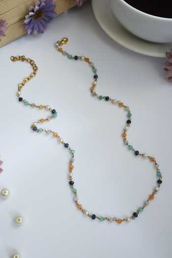 Shop_Do Taara_Multi Color Pearl And Stone Embellished Chain _at_Aza_Fashions