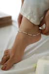 Buy_Do Taara_White Pearl Stone And Embellished Anklets - Set Of 2 _at_Aza_Fashions