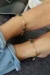 Buy_Do Taara_Green Natural Stone And Pearl Embellished Anklets - Set Of 2 _at_Aza_Fashions