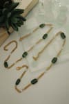 Shop_Do Taara_Green Natural Stone And Pearl Embellished Anklets - Set Of 2 _at_Aza_Fashions