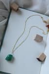 Shop_Do Taara_Green Stone Embellished Pendant Chain Necklace _at_Aza_Fashions