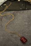 Shop_Do Taara_Red Stone Embellished Pendant Necklace _at_Aza_Fashions