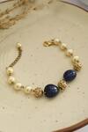 Shop Do Taara Blue Pearls, Stones And Embellished Bracelet at Aza Fashions Shop_Do Taara_Blue Pearls, Stones And Embellished Bracelet _at_Aza_Fashions