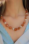 Do Taara_Orange Natural Stone Embellished Necklace _Online_at_Aza_Fashions