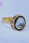Shop_Do Taara_Green Kundan Geometric Shaped Ring _at_Aza_Fashions