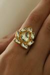 Do Taara_Gold Plated Kundan Floral Shaped Cutwork Ring _Online_at_Aza_Fashions