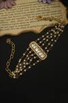 Shop_Do Taara_Gold Plated Pearls Kundan And Embellished Bracelet _at_Aza_Fashions