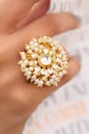Buy_Do Taara_Gold Plated Pearls, Diamonds Kundan And Embellished Ring _at_Aza_Fashions