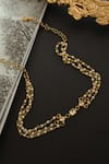 Shop_Do Taara_Gold Plated Kundan And Pearl Embellished Pendant Choker _at_Aza_Fashions