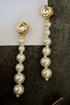 Do Taara_White Kundan Stud Pearl Drop Danglers _Online_at_Aza_Fashions