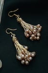 Shop_Do Taara_Gold Plated Pearl Cluster Embellished Earrings _at_Aza_Fashions