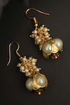 Shop_Do Taara_Gold Plated Kundan Glory Pearl Ball Embellished Drop Earrings _at_Aza_Fashions