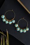 Buy_Do Taara_Blue Kundan Meenakari Ball Embellished Hoops _Online_at_Aza_Fashions