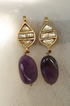 Shop_Do Taara_Purple Natural Stones Leaflet Drop Earrings _at_Aza_Fashions