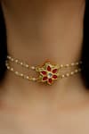 Buy_Do Taara_Red Kundan Floral Choker Necklace _at_Aza_Fashions