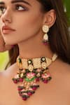 Shop_Amaara Jewels_Pink Polki Kaanji Bloom Lotus Carved Necklace Set 