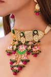 Amaara Jewels_Pink Polki Kaanji Bloom Lotus Carved Necklace Set _Online