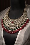 Shop_Amaara Jewels_Red Ruby Stone Floral Carved Antique Bridal Jewellery Set 