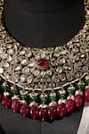 Amaara Jewels_Red Ruby Stone Floral Carved Antique Bridal Jewellery Set _Online