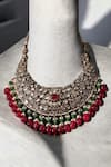 Shop_Amaara Jewels_Red Ruby Stone Floral Carved Antique Bridal Jewellery Set _Online