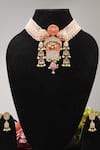 Buy_Amaara Jewels_Orange Pearl Padma Bloom Embellished Choker Set _at_Aza_Fashions