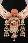 Buy_Amaara Jewels_Orange Pearl Padma Bloom Embellished Choker Set _Online_at_Aza_Fashions