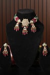 Buy_Amaara Jewels_Red Ruby Emerald Floral Bead Choker Set _at_Aza_Fashions