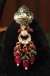 Amaara Jewels_Red Ruby Emerald Floral Bead Choker Set _Online_at_Aza_Fashions