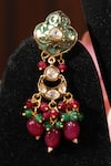 Buy_Amaara Jewels_Red Ruby Emerald Floral Bead Choker Set _Online_at_Aza_Fashions