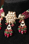 Amaara Jewels_Red Ruby Emerald Floral Bead Choker Set _at_Aza_Fashions