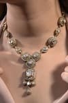 Buy_Amaara Jewels_Gold Plated Polki Moissanite Stone Embellished Necklace Set 