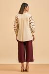 ORIGANI_Ivory Chanderi Silk Embroidery Bloom Vine Blossom Pintuck Shirt With Pant _Online_at_Aza_Fashions