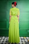 Shop_Keith Gomes_Green Silk Organza Embroidered Crystal V-neck Bead Peplum Kurta Sharara Set _at_Aza_Fashions