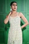 Buy_Keith Gomes_Ivory Silk Organza Embroidered Pearl Sweetheart Mirror Tunic Palazzo Set _Online_at_Aza_Fashions