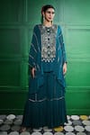 Buy_Keith Gomes_Blue Georgette Embroidered Sequin Round Gota Panel Tunic With Sharara _at_Aza_Fashions