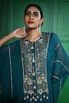 Keith Gomes_Blue Georgette Embroidered Sequin Round Gota Panel Tunic With Sharara _Online_at_Aza_Fashions