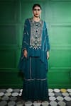 Shop_Keith Gomes_Blue Georgette Embroidered Sequin Round Gota Panel Tunic With Sharara _Online_at_Aza_Fashions