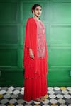 Buy_Keith Gomes_Red Georgette Embroidered Sequin Round Bead Panel Tunic With Sharara _Online_at_Aza_Fashions