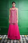 Buy_Keith Gomes_Pink Chiffon Crepe Embroidered Mirror Sequin Bead Cut-out Tunic Gharara Set _at_Aza_Fashions