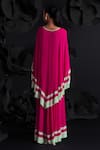 Shop_Dania Siddiqui_Pink Georgette Hand Embroidered Glass Bead V Neck Josefina Layered Kaftan _at_Aza_Fashions