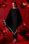 Buy_Dania Siddiqui_Black Matte Finish Satin Round Maya Asymmetric Hem Tunic With Pant _at_Aza_Fashions