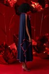 Shop_Dania Siddiqui_Blue Matte Finish Satin Round Zia Square Kaftan _Online_at_Aza_Fashions