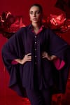 Buy_Dania Siddiqui_Purple Flowy Georgette Collared Olivia Draped Tunic With Pant _Online_at_Aza_Fashions