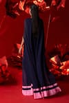 Shop_Dania Siddiqui_Blue Viscose Georgette Plain Round Valeria Gathered Cape Kaftan _at_Aza_Fashions